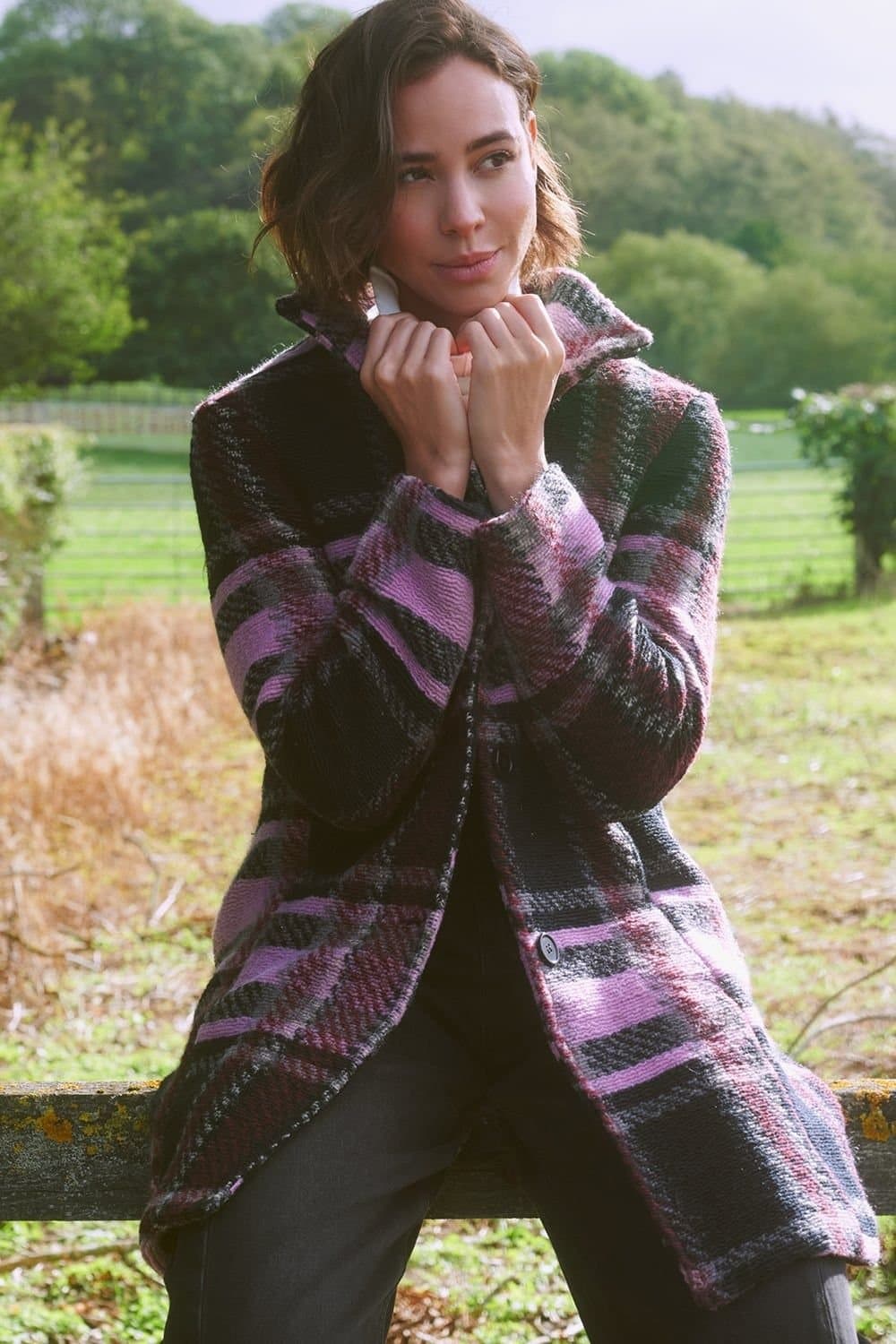 Klass. Klass. Women's Textured Check Coat in Black
