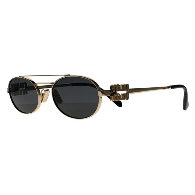 Miu Miu Miu Miu Women's Oval Pale Gold Dark Grey MU 54ZS - 2