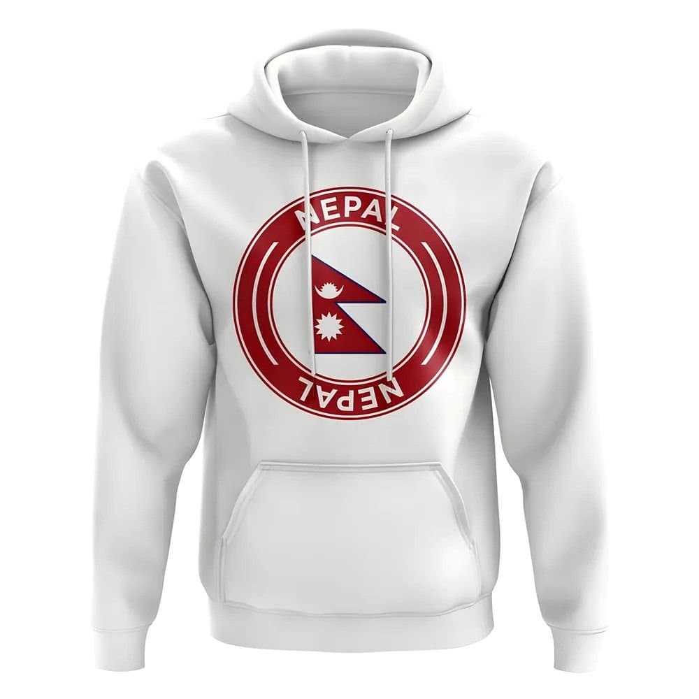 Nepal Nepal Men's Personalised Football Badge Hoodie in White