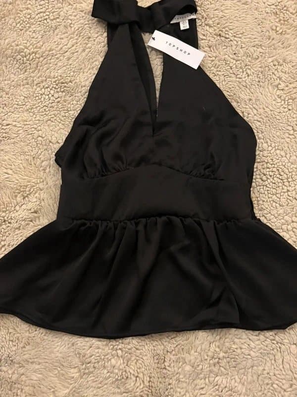 Topshop Topshop Satin Halter Top in Black UK 8