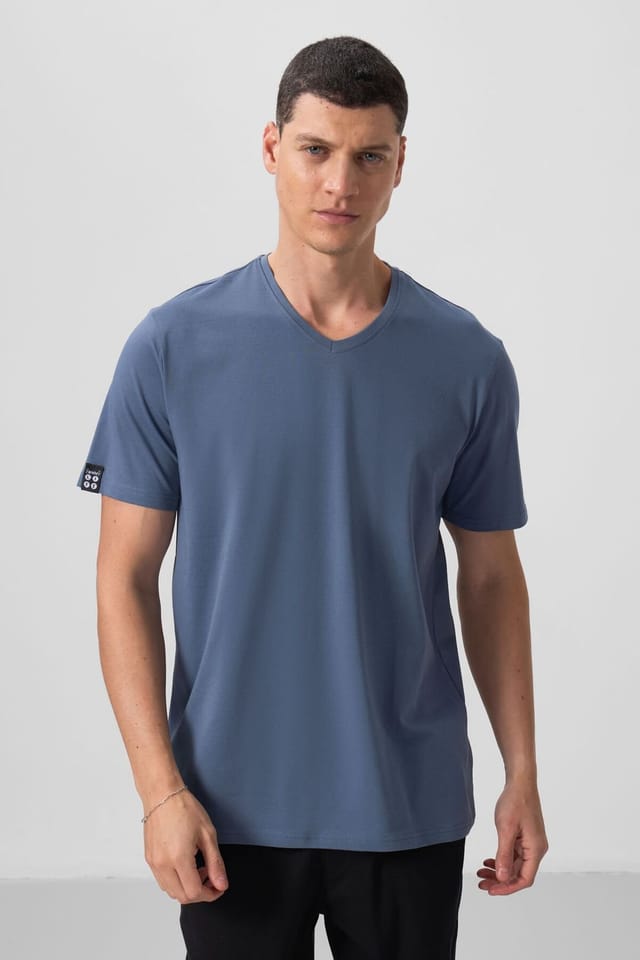 Tommy Life Tommy Life Men's V-Neck Short Sleeve T-Shirt in Blue - 2