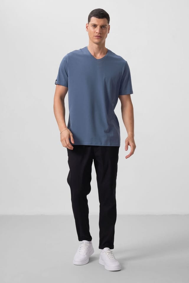Tommy Life Tommy Life Men's V-Neck Short Sleeve T-Shirt in Blue - 3