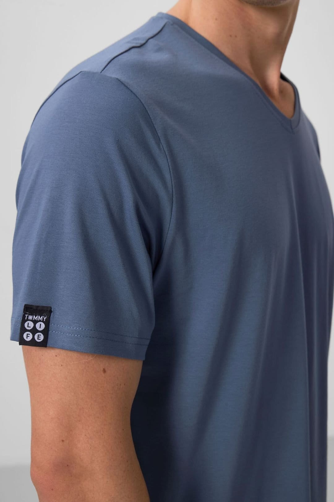 Tommy Life Tommy Life Men's V-Neck Short Sleeve T-Shirt in Blue - 4