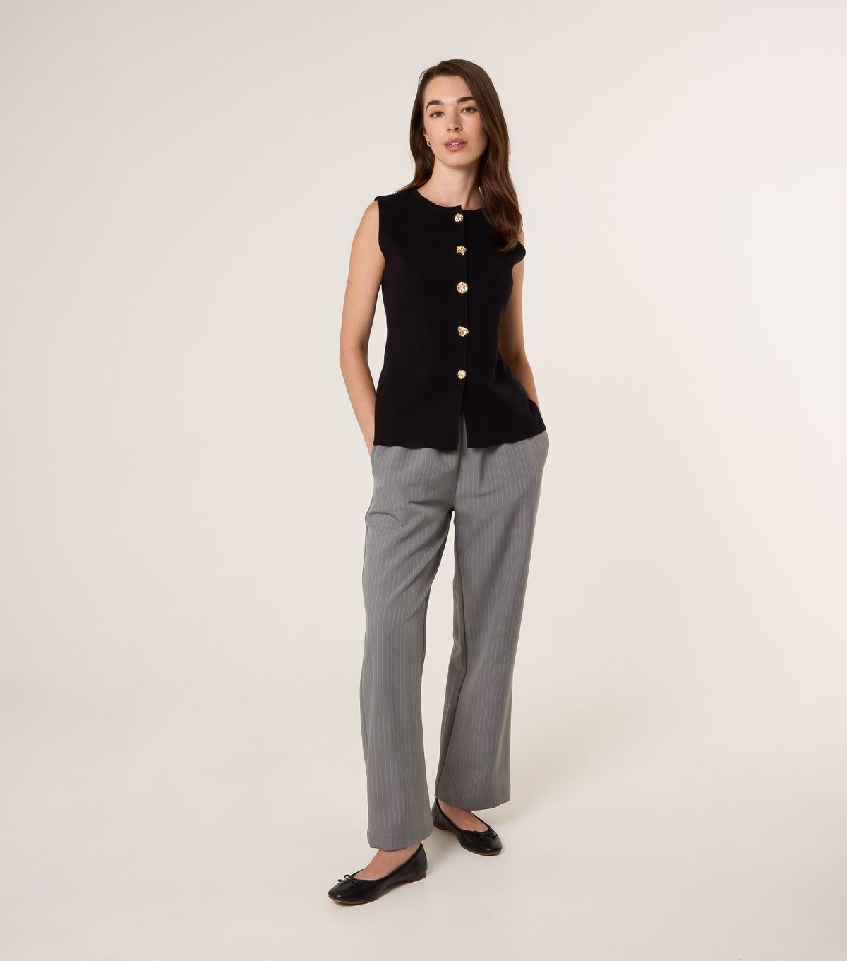 Blue Vanilla Women's Black Knit Tailored Waistcoat Blue Vanilla New Look - 2