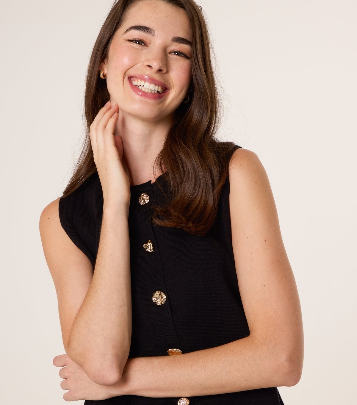 Blue Vanilla Women's Black Knit Tailored Waistcoat Blue Vanilla New Look - 3