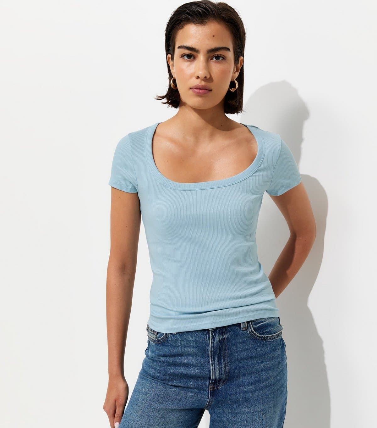 New Look New Look Light Blue Crew Neck Top