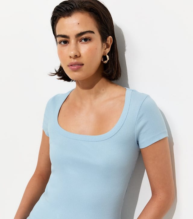 New Look Women's Light Blue Square Neck Top New Look - 2