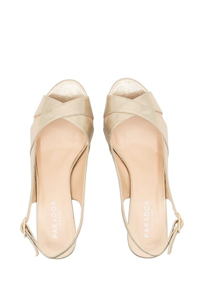 Paradox London Paradox London Women's Faux Leather 'Luisa' Sling Back Platform Sandal in Gold - 3