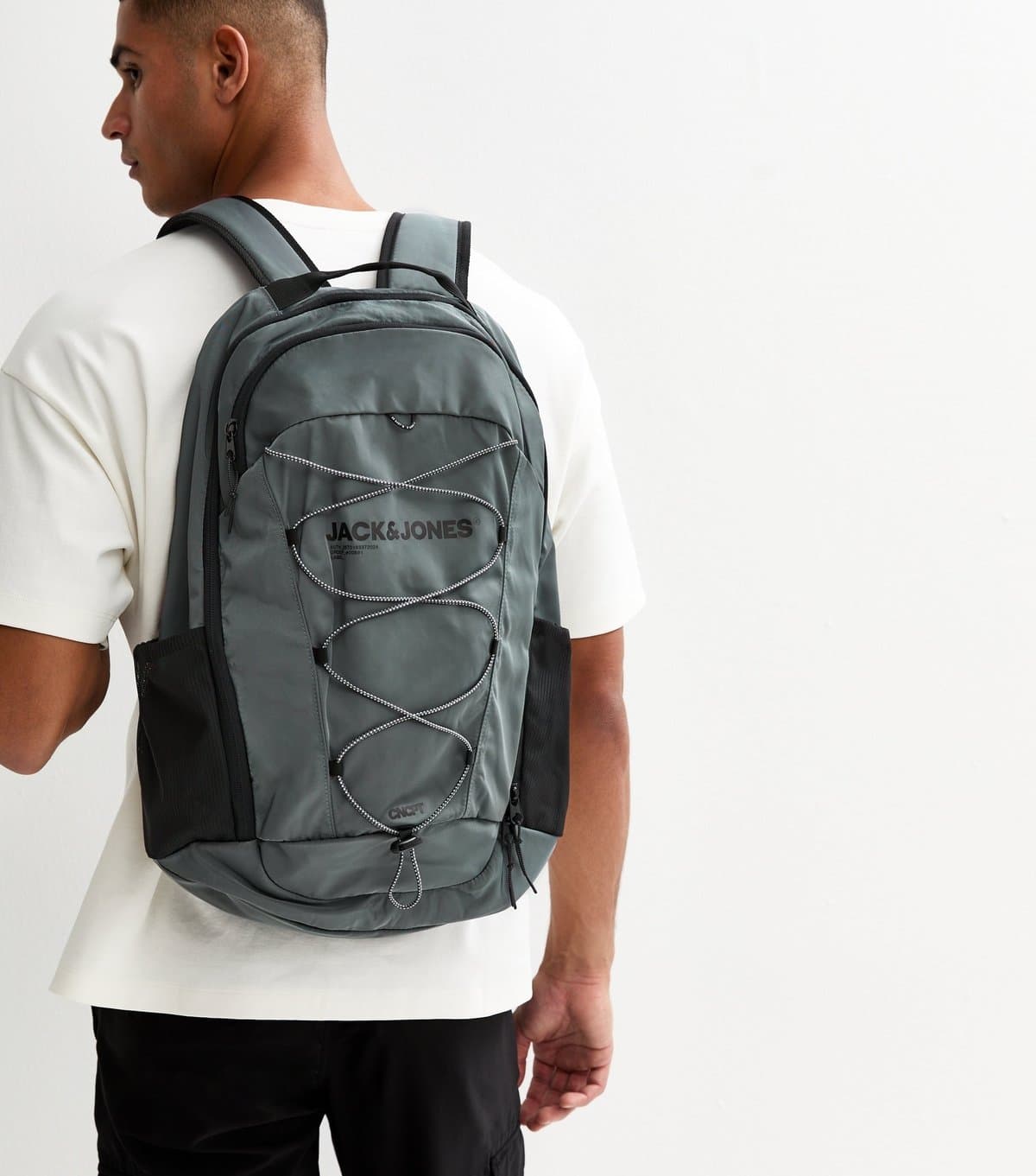 jack & jones Jack & Jones Grey Logo Print Toggle Cord Backpack