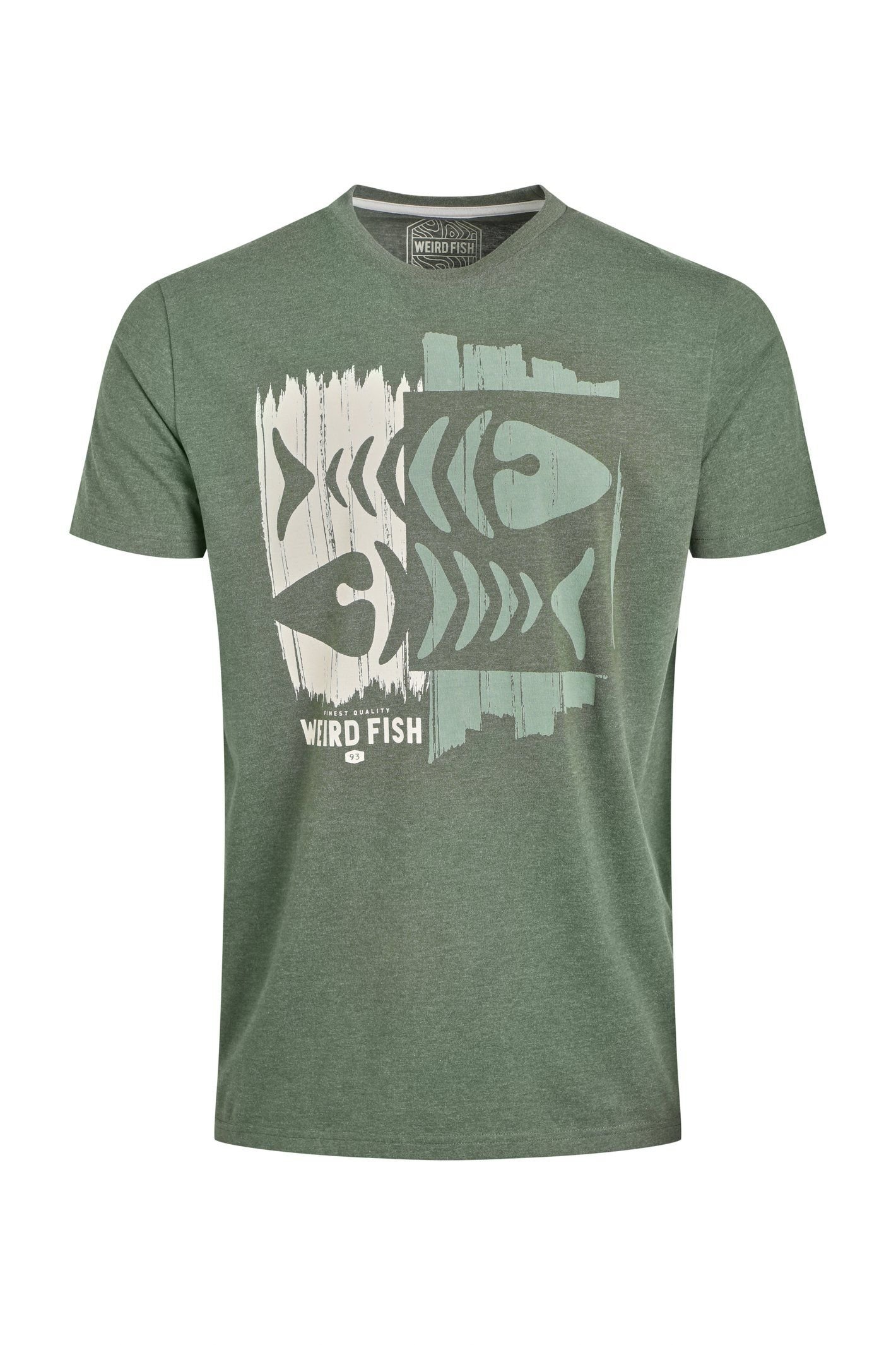 Weird Fish Weird Fish Men's Double Fish Front Print Graphic T-Shirt in Dark Green - 2