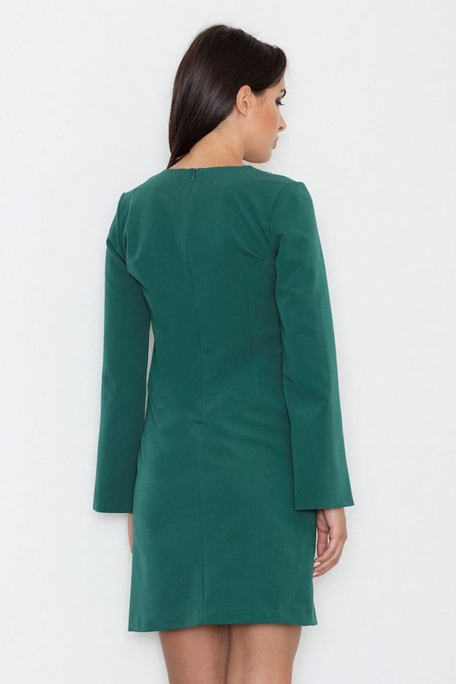 Love Lace Love Lace Women's Elegant Pointed Neck Daydress with Slits in Green - 2