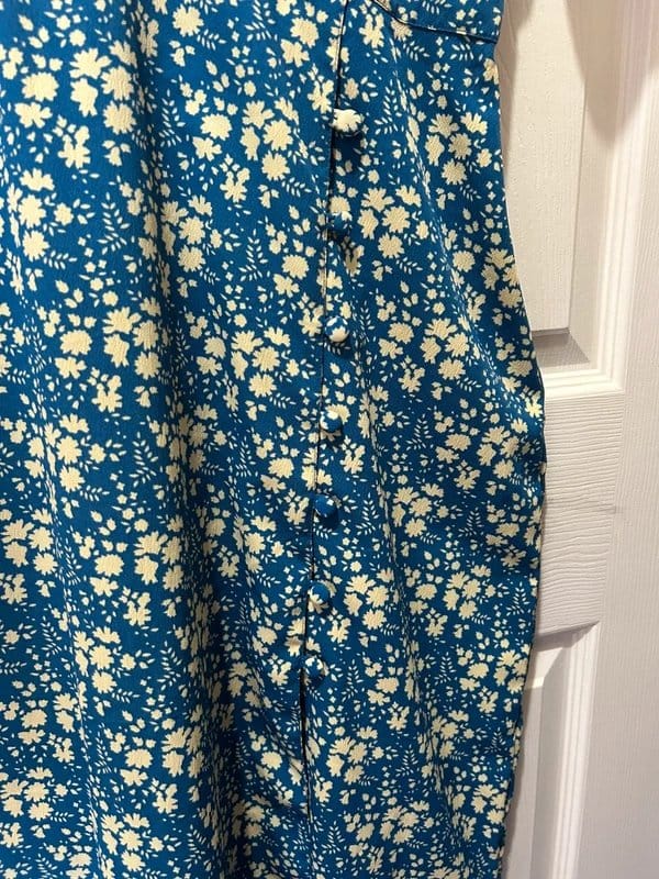ASOS Blue Floral Midi Dress with Button Detail