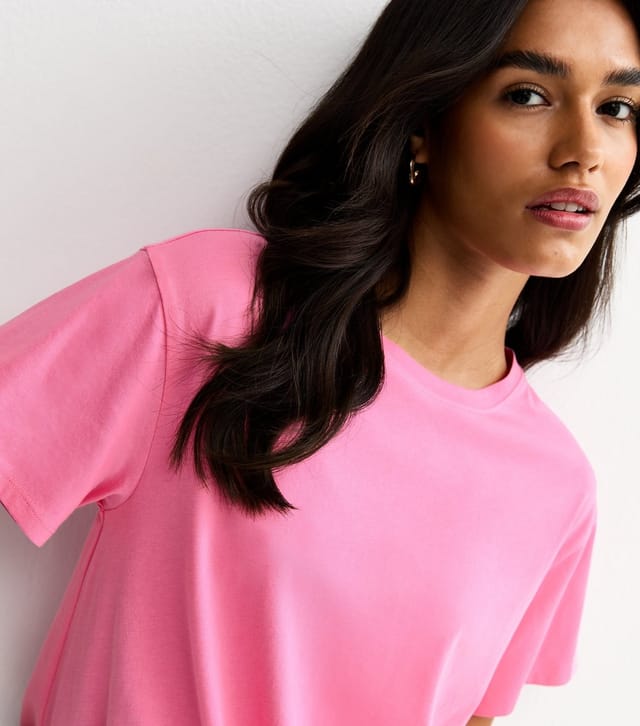 New Look Women's Bright Pink Tie Front T-Shirt New Look - 2