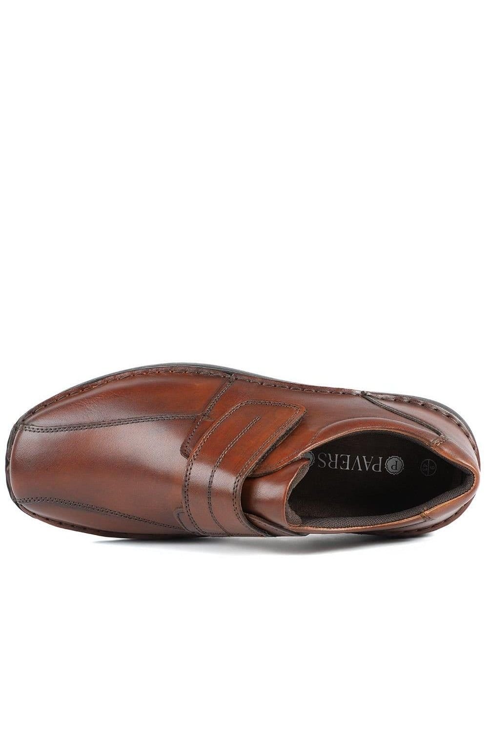 Pavers Pavers Men's Wide Fit Leather Smart Adjustable Fit Shoes in Brown - 4