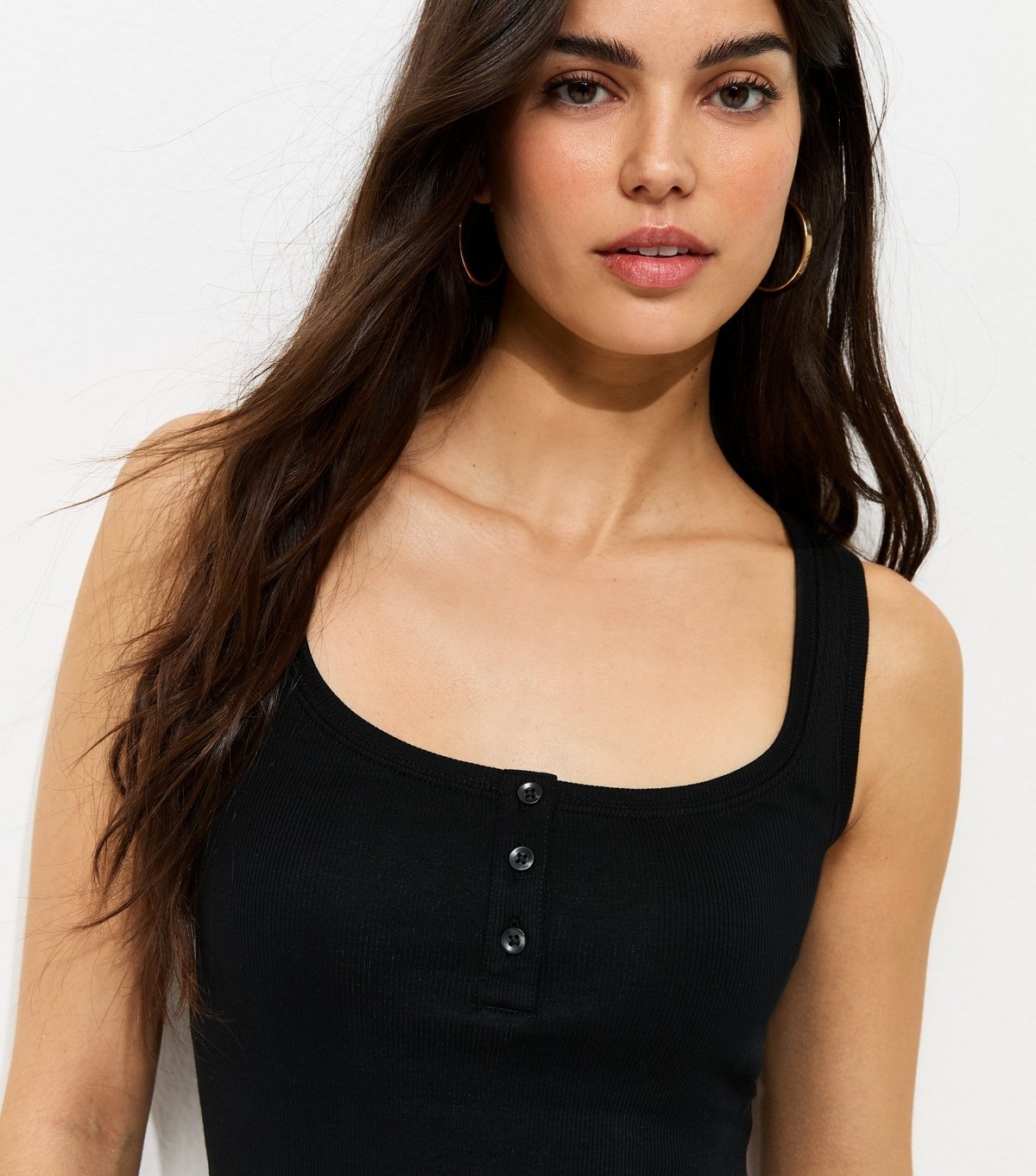 New Look Women's Black Square Neck Button Front Vest Top New Look - 2