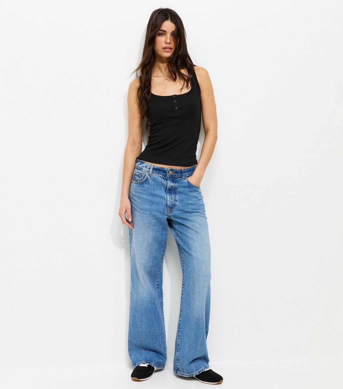 New Look Women's Black Square Neck Button Front Vest Top New Look - 3