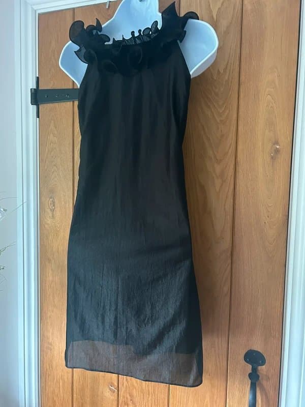 New Look Witchery, whimsigoth,romantic,festival black mini dress.