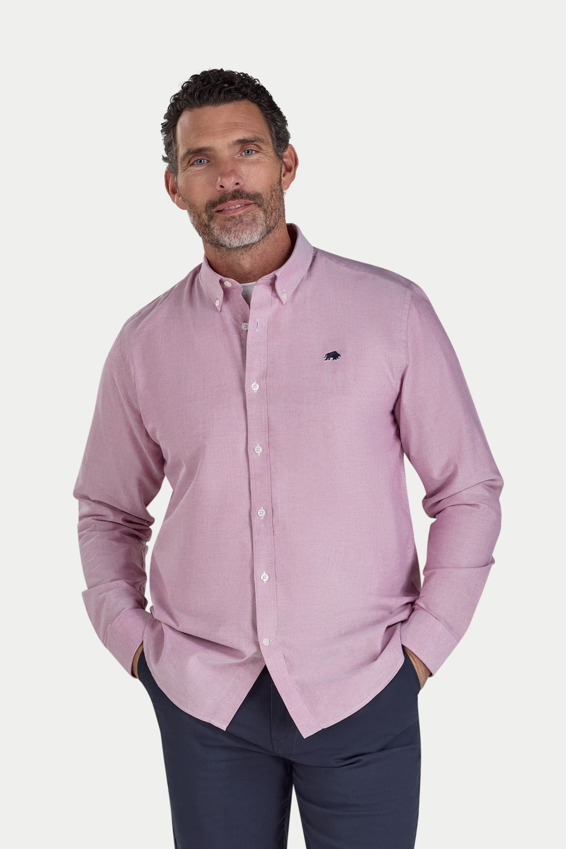 raging bull Raging Bull Men's Long Sleeve Classic Oxford Shirt in Rose
