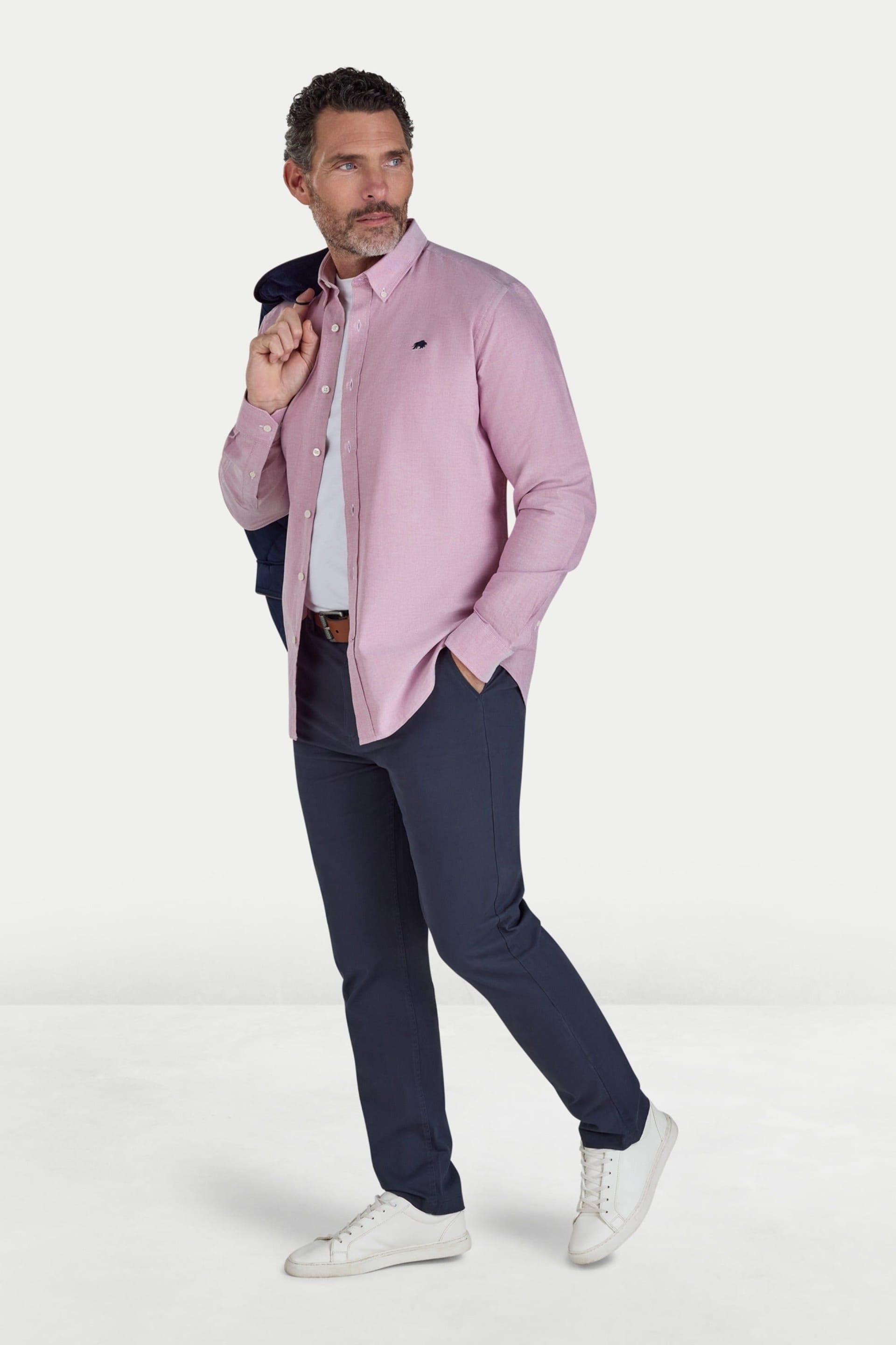 raging bull Raging Bull Men's Long Sleeve Classic Oxford Shirt in Rose - 4