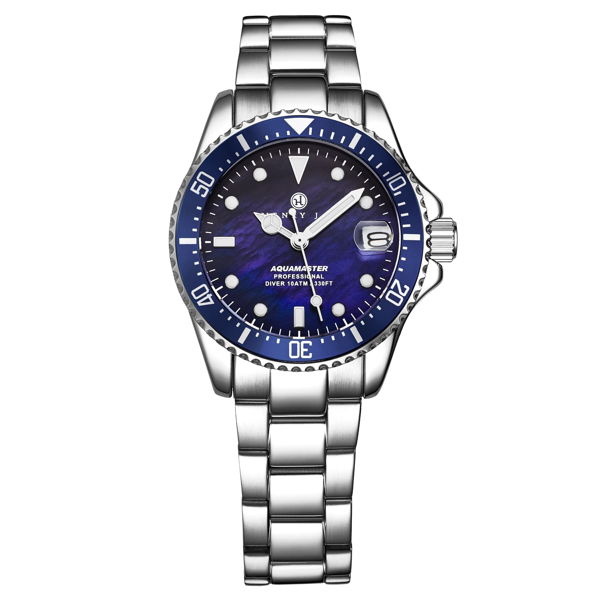 Henry Jay Henry Jay Women's Quartz Analog Watch Light Blue Mother of Pearl Dial on Stainless Steel Band
