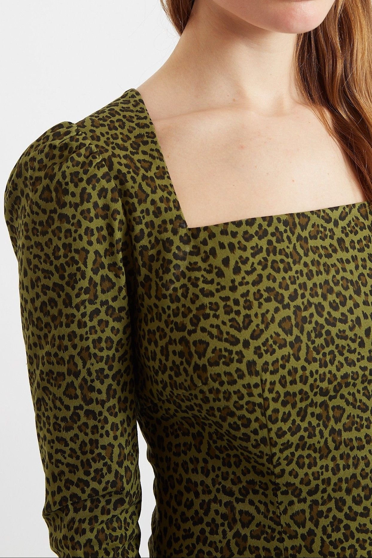 Louche Louche Women's Anala Animal Print Square Neck Mini Dress in Green - 2