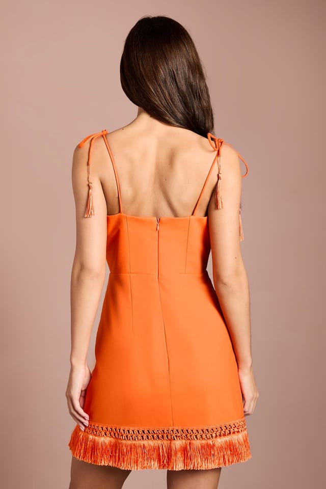 Coast Coast Women's 3D Corsage Linen Mini Dress in Orange - 3