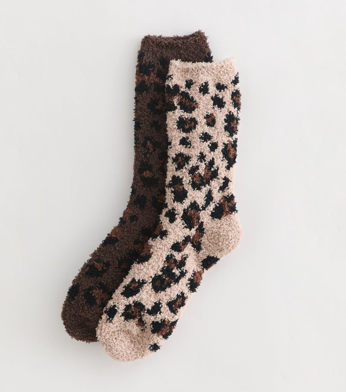 New Look New Look Brown Leopard Print Cosy Knit Ankle Socks Pack of 2