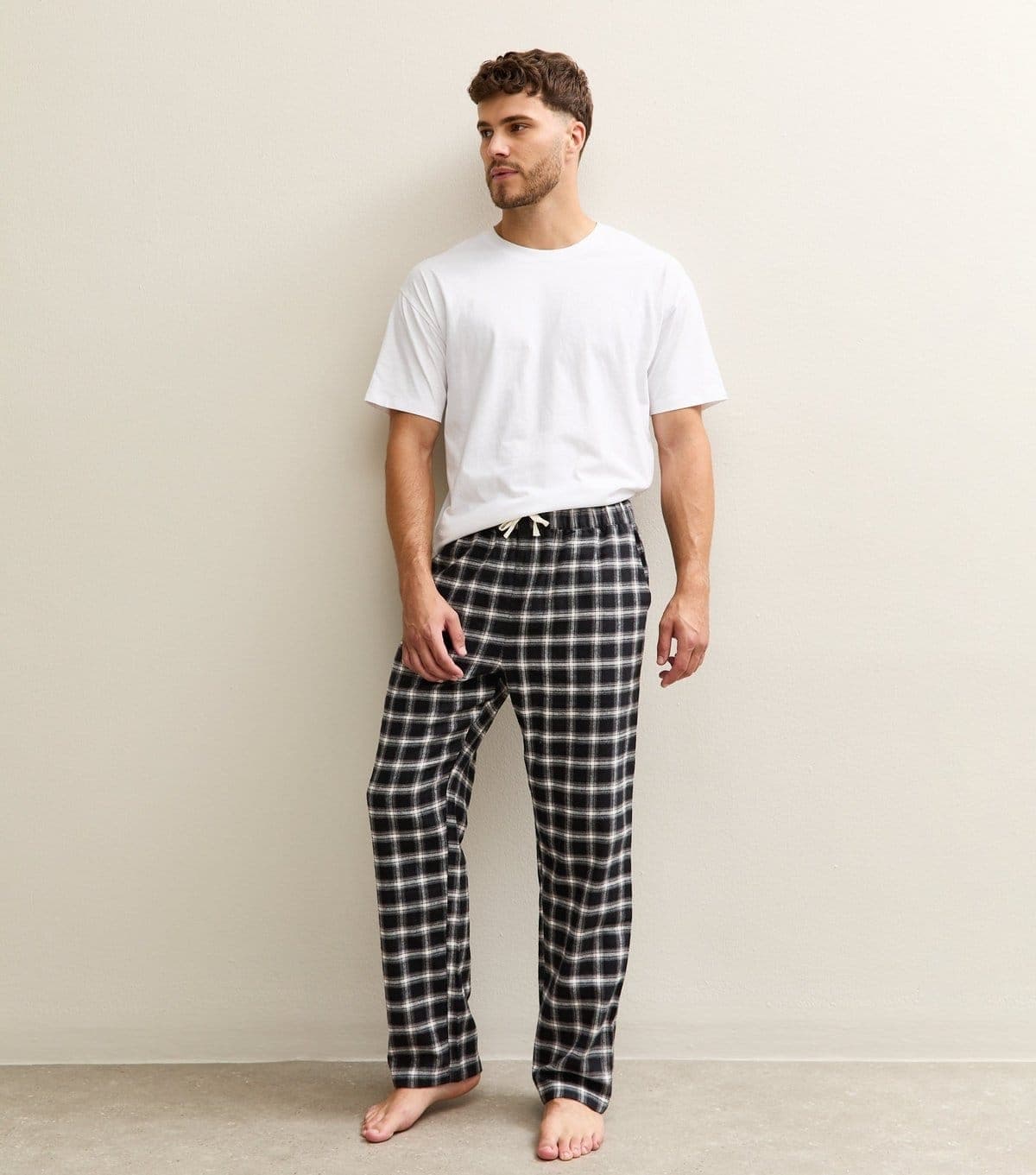 New Look Men's Black Regular Fit Check Pattern Pyjama Bottoms New Look
