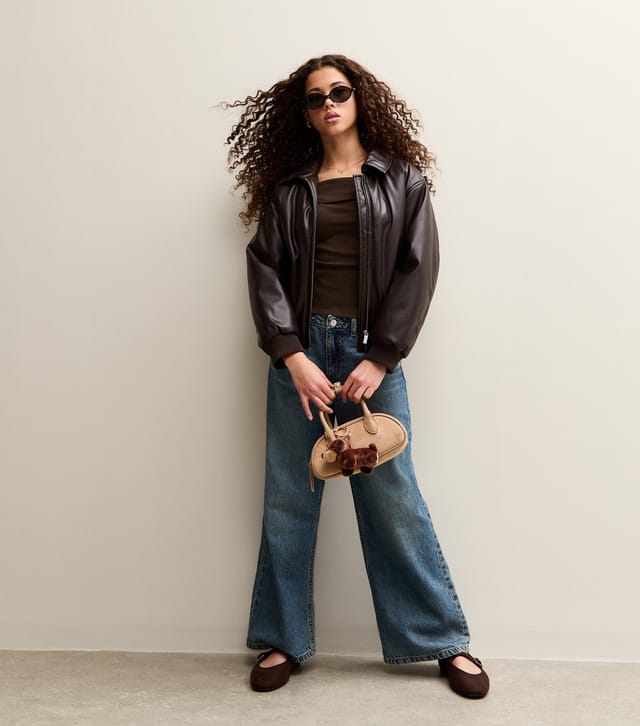 New Look Girls' Dark Brown Ruched Side Bardot Top New Look - 3