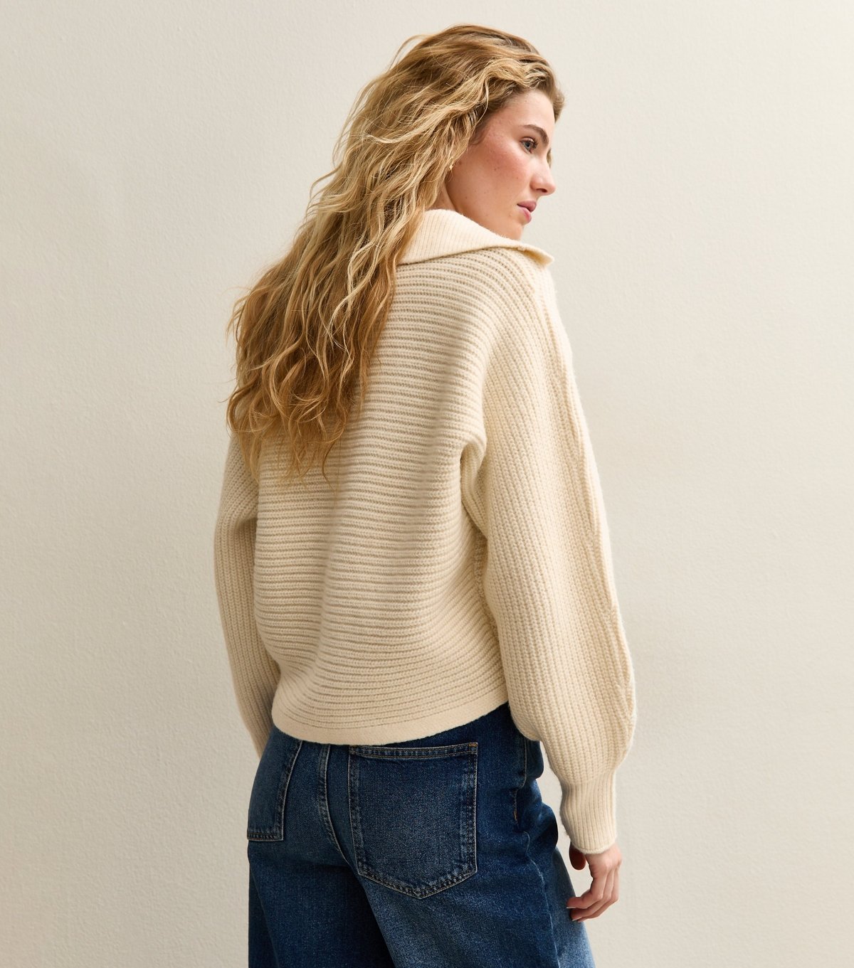 New Look Women's Cream Stitchy Polo Batwing Jumper New Look - 4