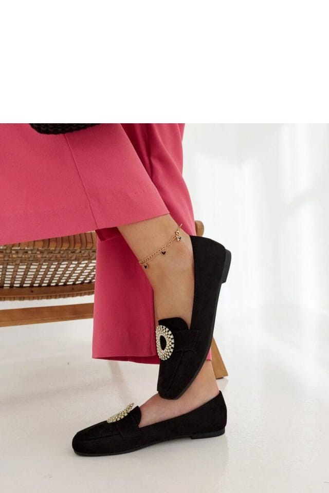 Love Lace Love Lace Women's Celena Slip On Moccasins Suede Look Rubber Sole Zircon Toe in Black - 3