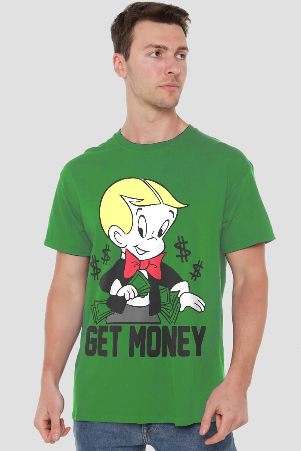 NBCU NBCU Men's Richie Rich Get Money T-Shirt, Dark Green