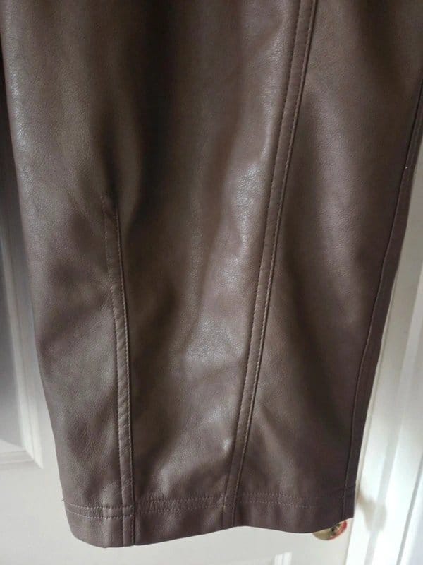 ASOS Design Brown Leather-Effect Barrel Trousers