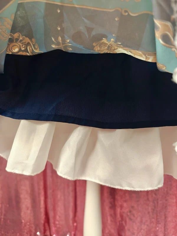 Lolita Unbranded navy & green arcane motif white lace elegant classic Lolita OP midi dress size S