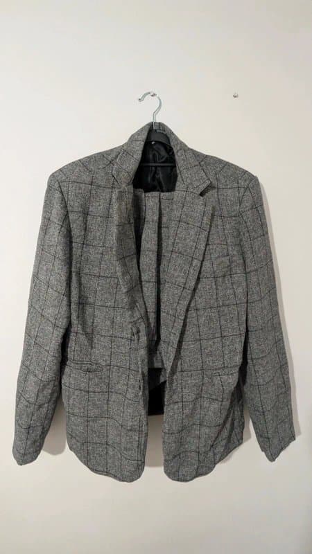 New Look Premium Grey Check Suit Set