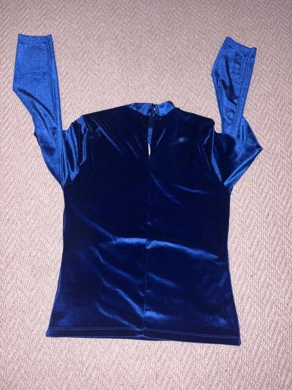 ASOS Blue Velvet Cut-Out Top UK18