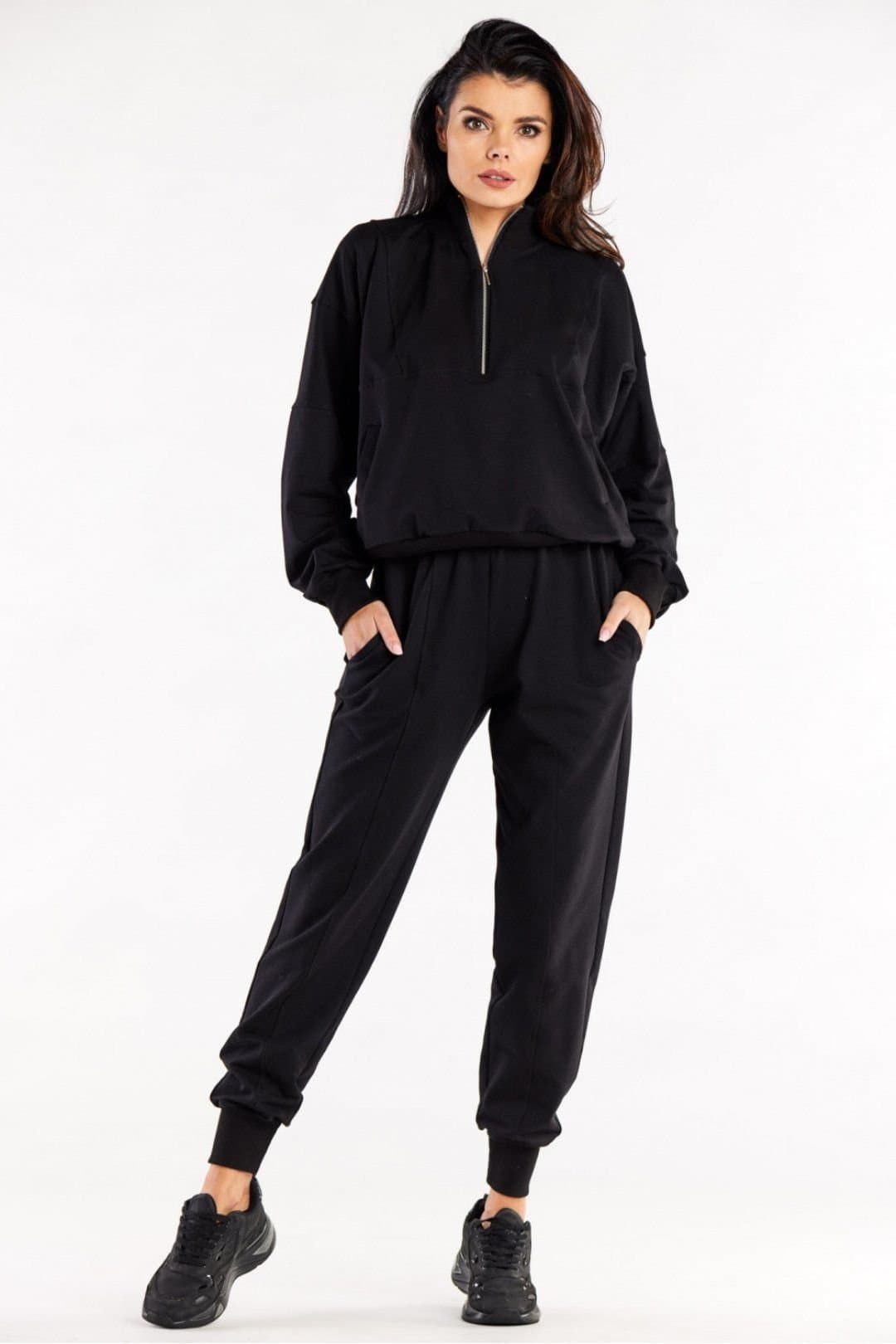 Love Lace Love Lace Black Loose Tracksuit Trousers with Rib Cuffs