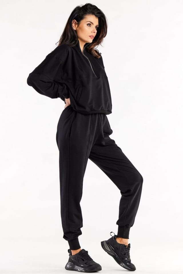 Love Lace Love Lace Women's Loose Tracksuit Trousers with Rib Cuffs in Black - 2