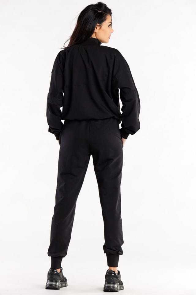 Love Lace Love Lace Women's Loose Tracksuit Trousers with Rib Cuffs in Black - 3