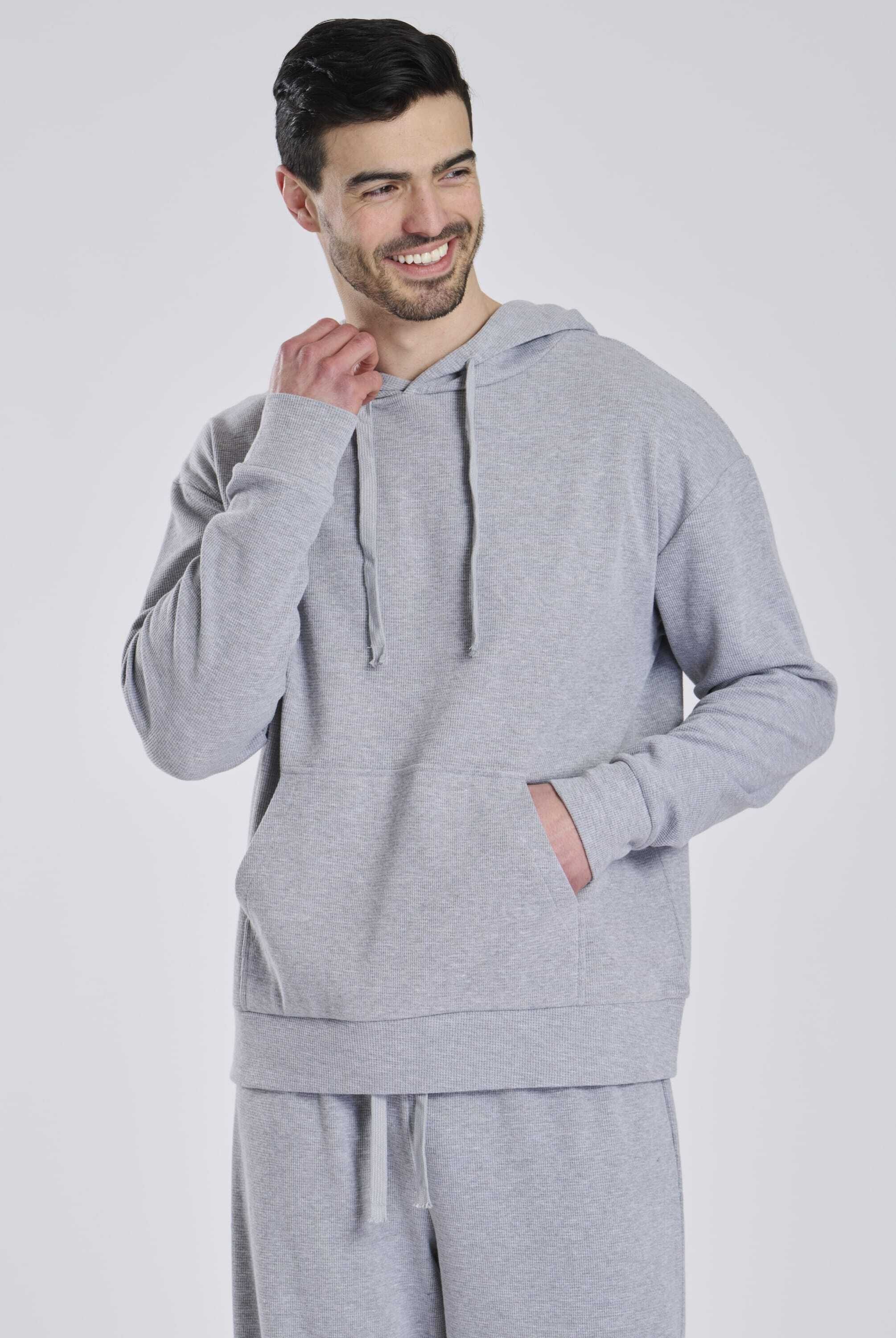 Loungeable Loungeable Men's Waffle Lounge Hoodie in Grey - 3