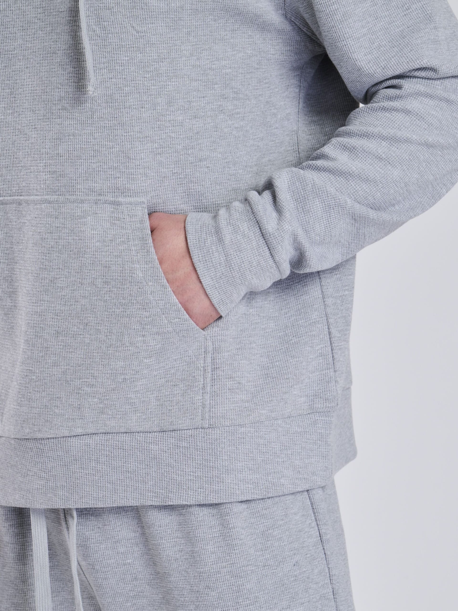 Loungeable Loungeable Men's Waffle Lounge Hoodie in Grey - 4