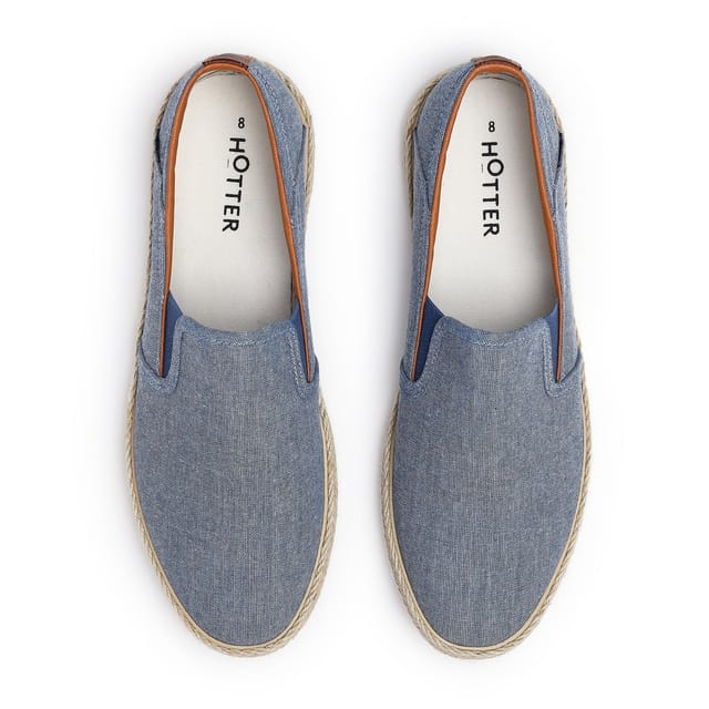 Hotter Hotter Men's 'Miles' Espadrille Slip-Ons in Light Blue - 3