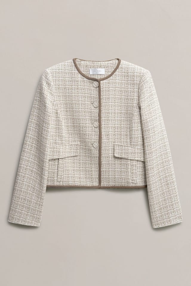 Hobbs London Hobbs London Women's Carey Tweed Jacket in Fawn - 2