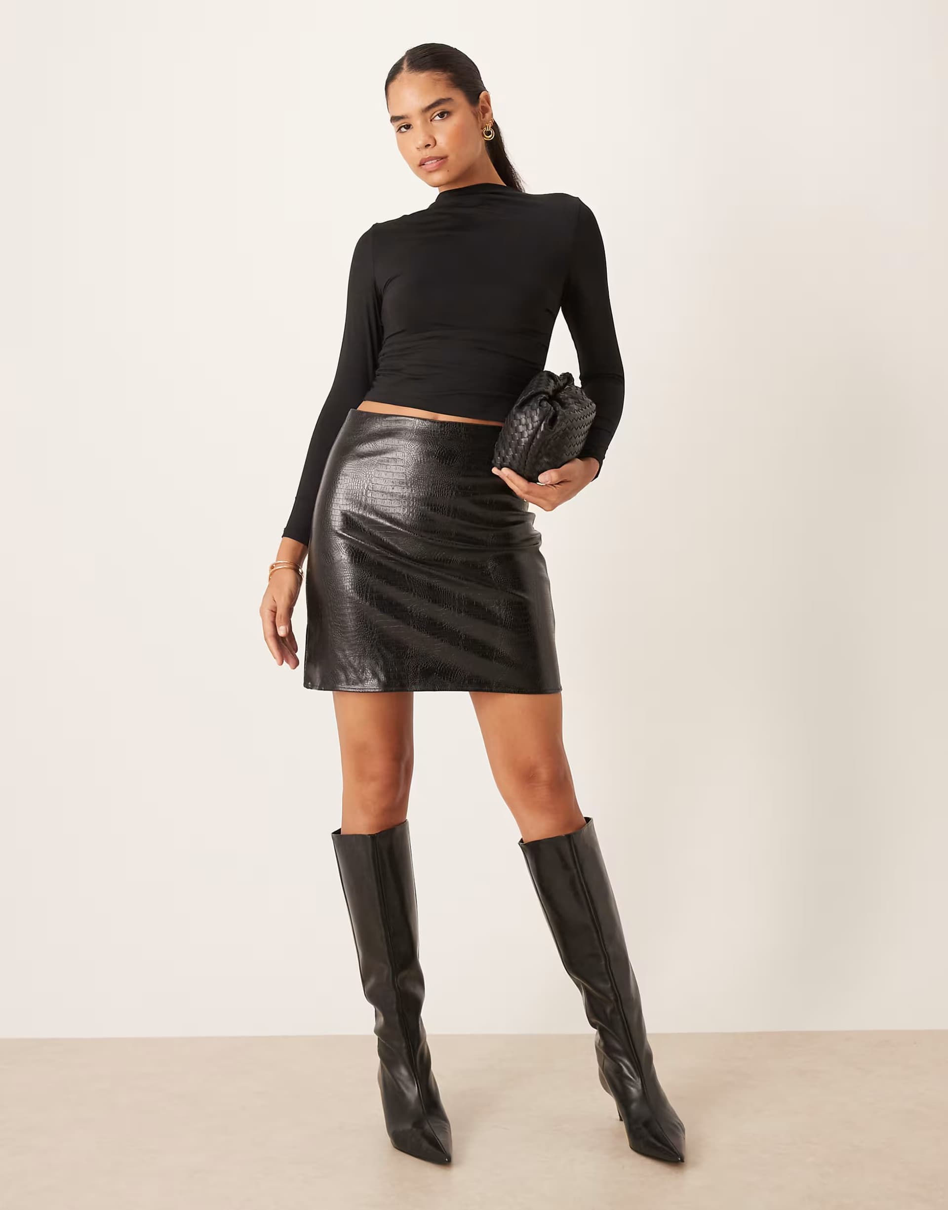 ASOS Vila faux snake skin mini skirt in black