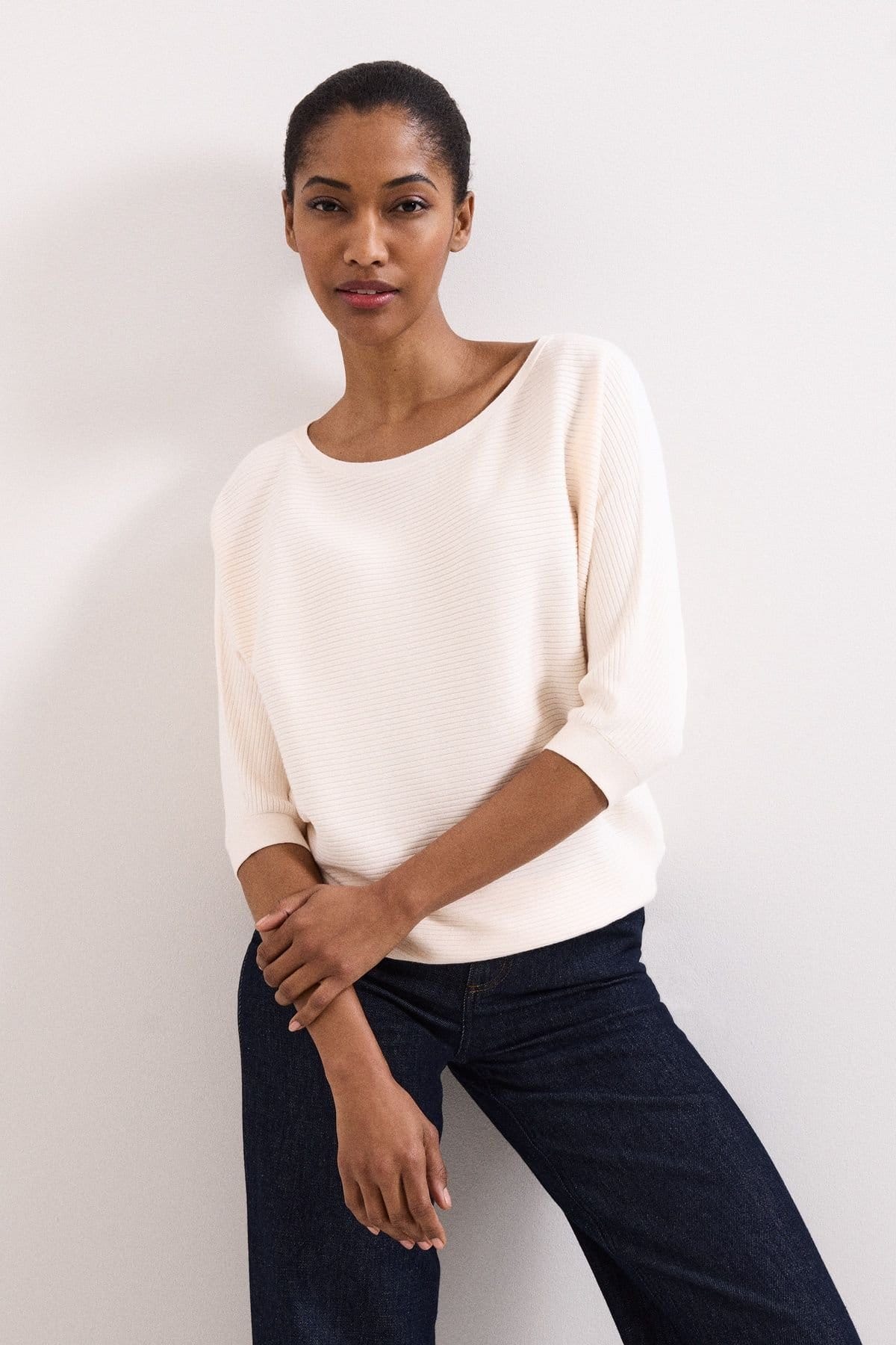 Phase Eight Women's Giana Ribbed Jumper in Off-White