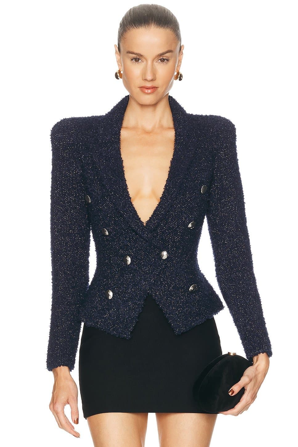 revolve Revolve Knitted Knit Blazer in Midnight & Nickel