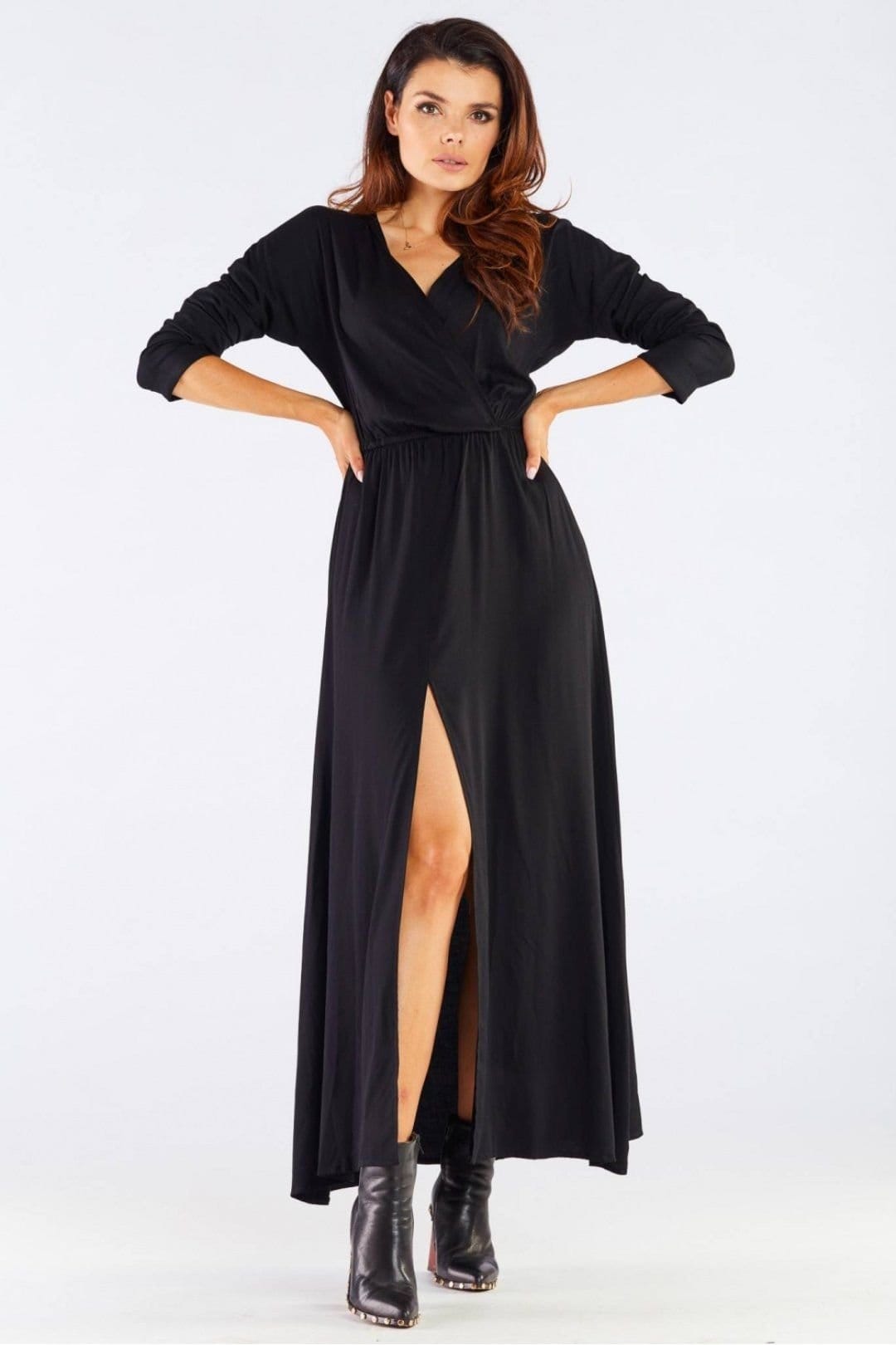 Love Lace Black Viscose Long Sleeve Front Zip Dress