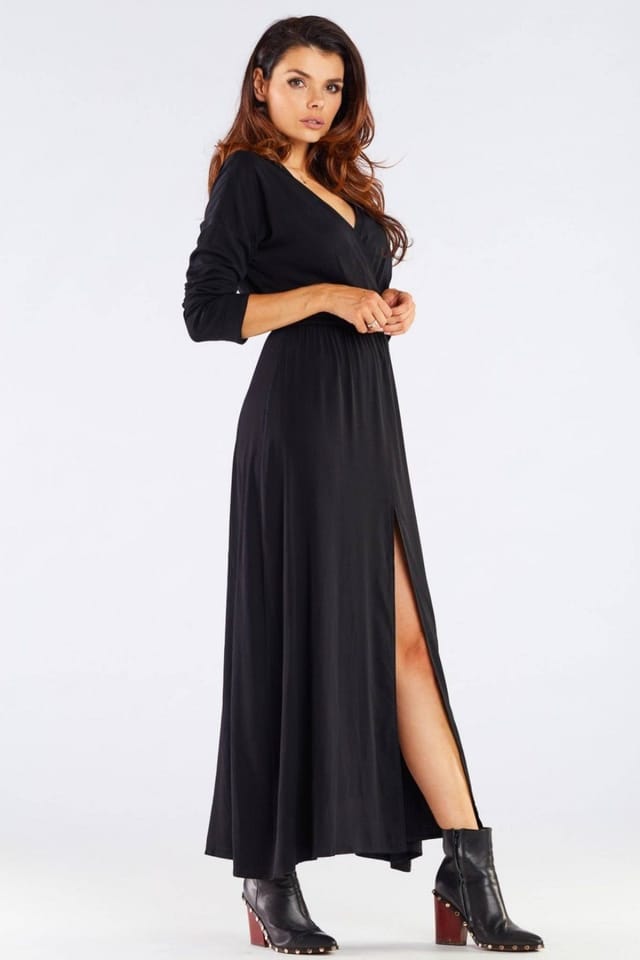 Love Lace Love Lace Women's Long Sleeve Viscose Front Zip Dress in Black - 2