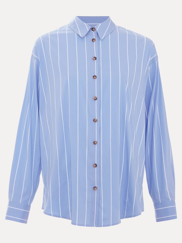 Phase Eight Phase Eight Women's Relaxed Stripe Shirt in Baby Blue - 2