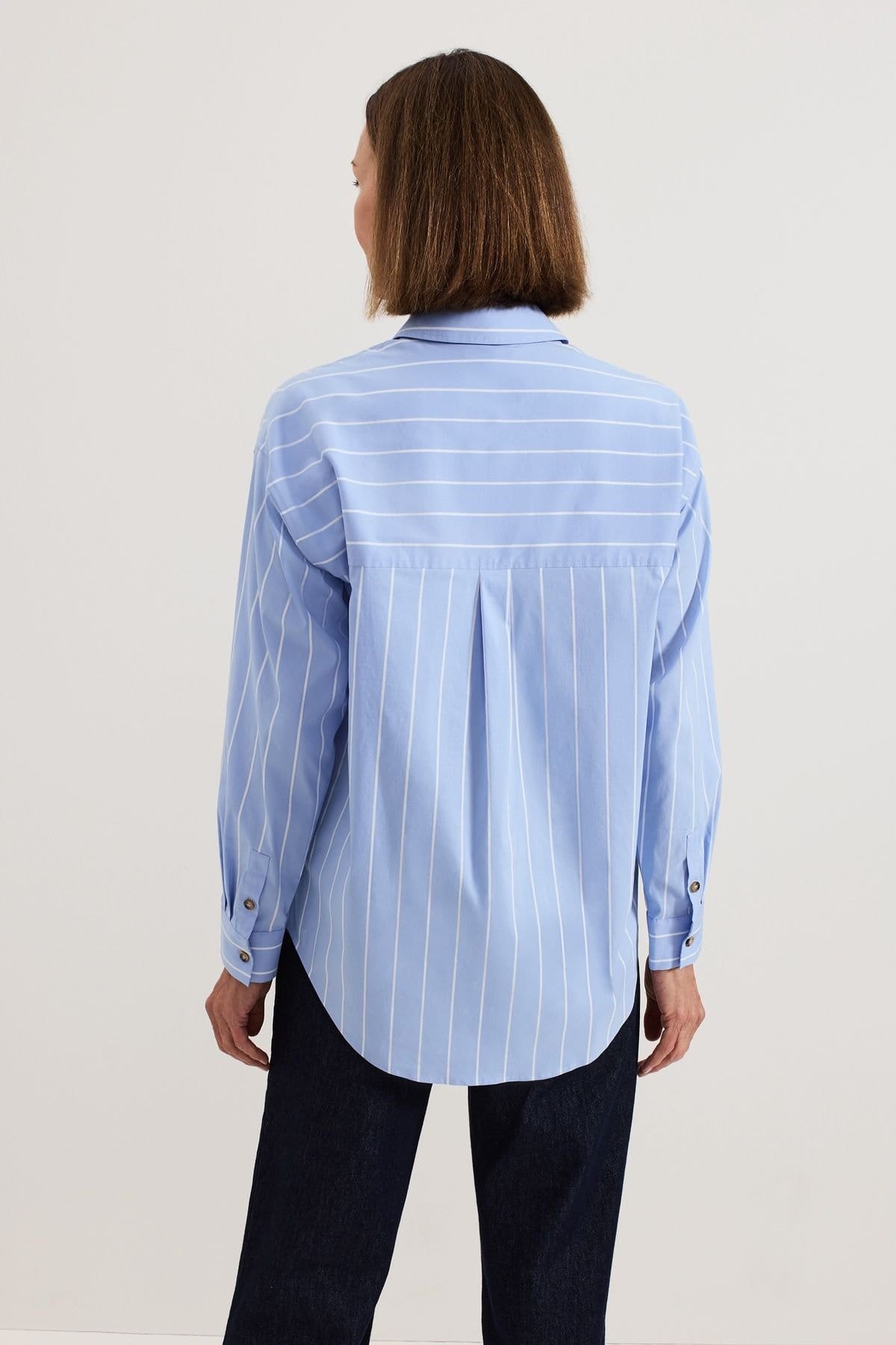 Phase Eight Phase Eight Women's Relaxed Stripe Shirt in Baby Blue - 4